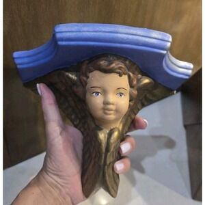 VTG Scioto Angel Michelangelo Sistine Chapel Blue Shelf Gold Wing RARE Victorian